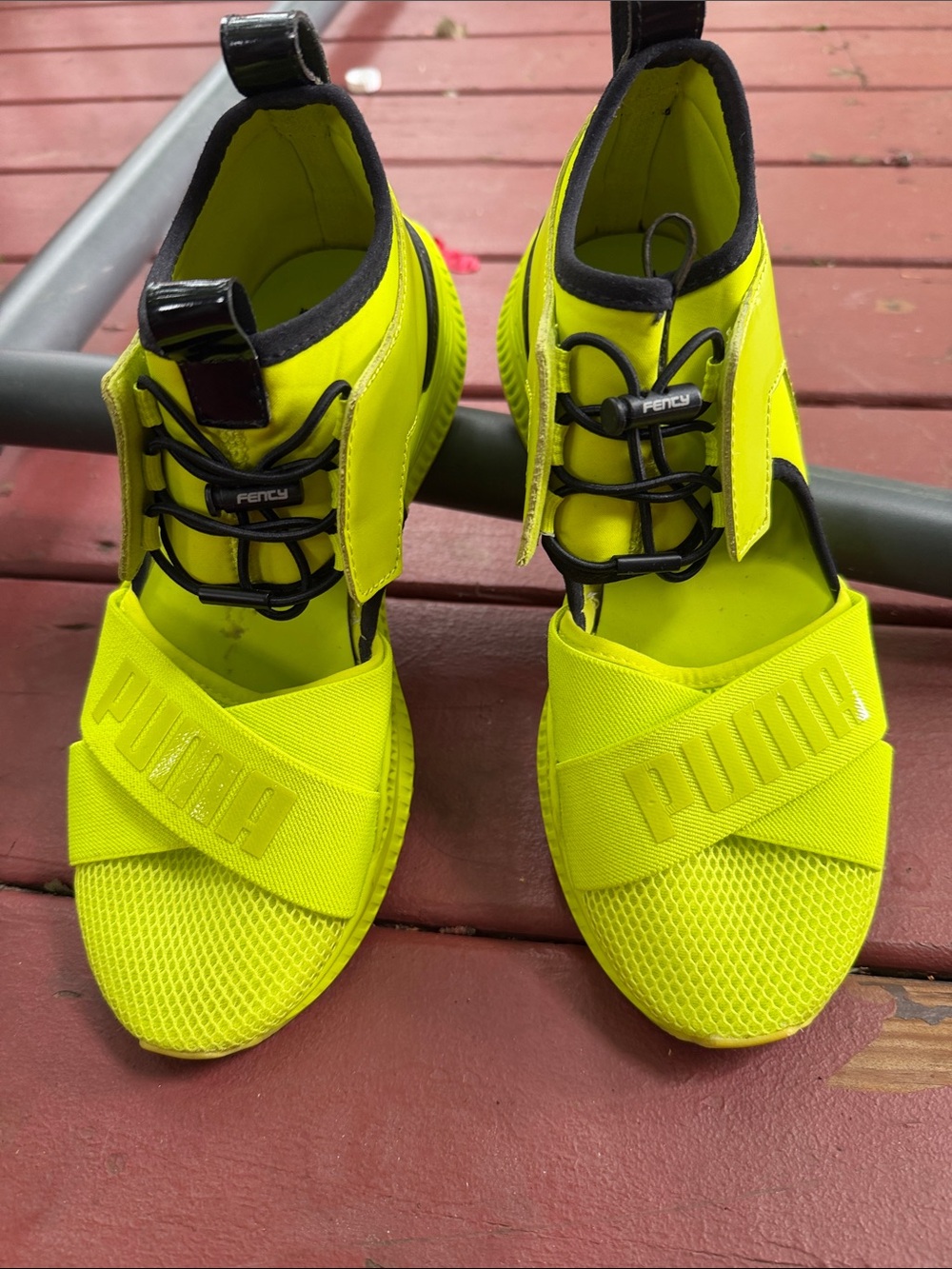 Puma Neon Yellow Cross-Strap Athletic Sandals